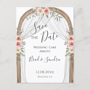 Postal De Anuncios Boho Save the Date - Elegante arco floral bohemio