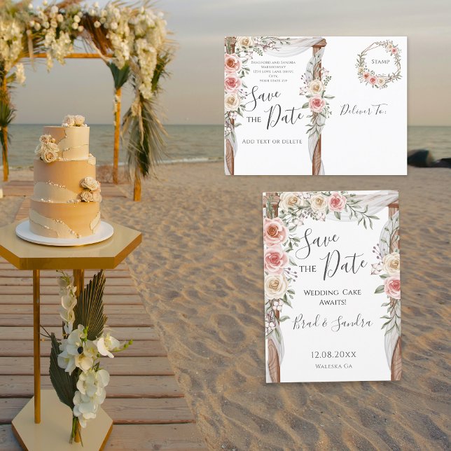 Postal De Anuncios Boho Save the Date - Floral Bohemio Elegante (Subido por el creador)