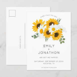 Postal De Anuncios Boho Sunflowers Florals Rustic Save The Date