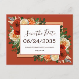 Postal De Anuncios Boho Terracotta Rust Floral Wedding Save the Date