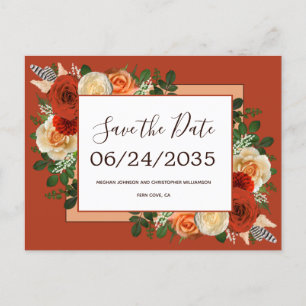 Postal De Anuncios Boho Terracotta Rust Floral Wedding Save the Date