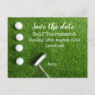 Postal De Anuncios Bola de golf con palo de golf en verde guardar la 