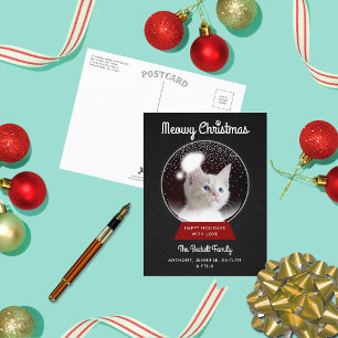 Postal De Anuncios Bola de Nieve de Navidad Moderna   Foto de Mascota