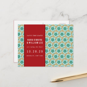 Postal De Anuncios Bola de Origami geométrica Boda Asiática Guardar L