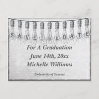 Bombilla de Edison para graduación, guarde la fech