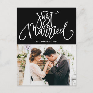 Postal De Anuncios Bonito Boda de fotografía negro recién casado
