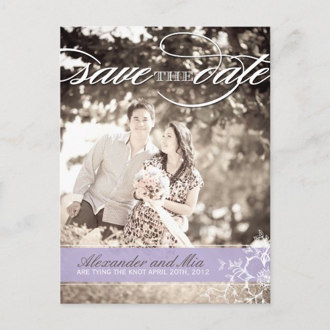 Postal De Anuncios Bonito Lilac Photo Save the Date (Anverso)
