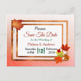 Postal De Anuncios Bonito otoño deja la boda Guardar la fecha
