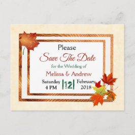 Postal De Anuncios Bonito otoño deja la boda Guardar la fecha