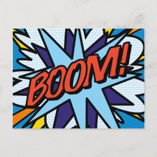 Postal De Anuncios BOOM Arte Pop de Cómic Retro Divertido
