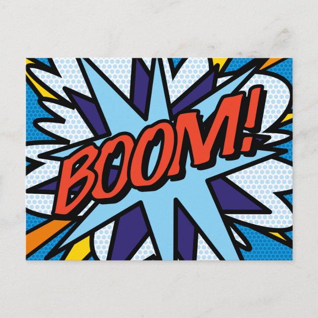 Postal De Anuncios BOOM Arte Pop de Cómic Retro Divertido (Anverso)