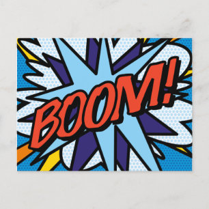Postal De Anuncios BOOM Burbuja de Mensaje de Diversión Retro