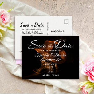 Postal De Anuncios Boots rústicos de vaquero de cuero salvan al Boda 