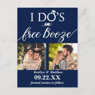 Postal De Anuncios Booze gratis y Booze Modern Wedding Salven la fech