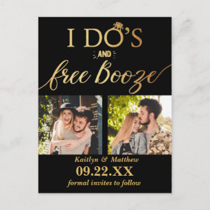Postal De Anuncios Booze gratis y Booze Modern Wedding Salven la fech