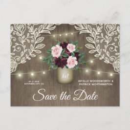 Postal De Anuncios Borgoña Rubor Pink Gold Wedding Save the Date