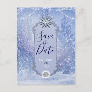 Postal De Anuncios Bosque de Invierno Árboles de Pino Copos de Nieve 