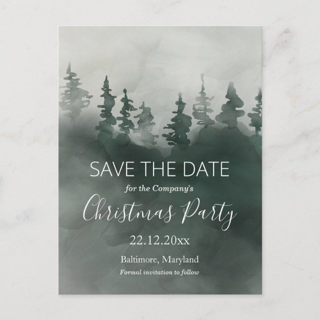 Postal De Anuncios Bosque de invierno místico acuarela | Fiesta de na (Anverso)