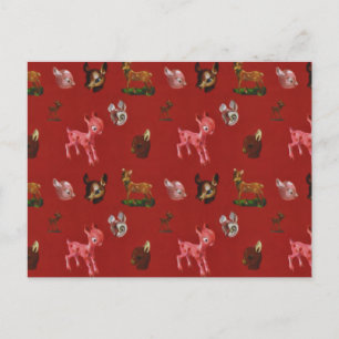 Postal De Anuncios Bosque navideño vintage venado rosa del bosque