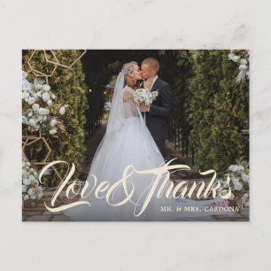 Postal De Anuncios Bosquejo Elegante Amor y Gracias Escritura Foto