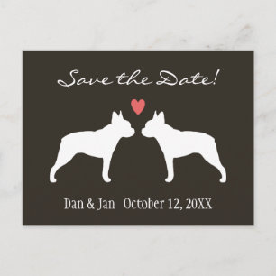 Postal De Anuncios Boston Terriers Boda Guardar la Fecha