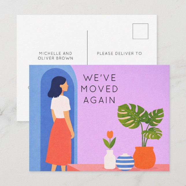 Postal De Anuncios Botanical boho  we've moved  again (Anverso / Reverso)