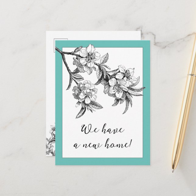 Postal De Anuncios Botanical Floral Moving Announcement Postcard (Anverso/Reverso In Situ)