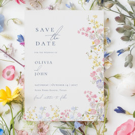 Postal De Anuncios Botanical Wildflowers Wedding Save the Date