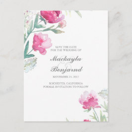 Postal De Anuncios Botánico Vintage de Peonías en Acuarela para Salva