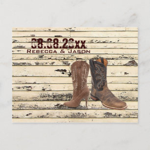 Postal De Anuncios Botas de vaquero Boda country Western save the dat