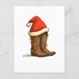 Postal De Anuncios Botas de vaquero Navidad sombrero occidental de Sa