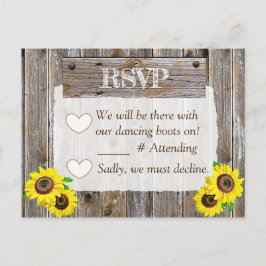 Postal De Anuncios Botas de Vaquero y Girasoles RSVP Boda