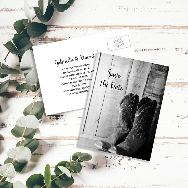 Postal De Anuncios Botas Vaqueras Rústicas Ahorro de Boda al Estilo O (Subido por el creador)