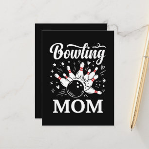 Postal De Anuncios Bowling Mamá Pins Corazón Divertida Liga Día de la
