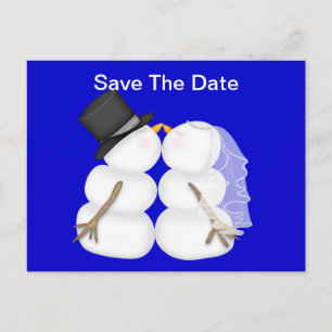 Postal De Anuncios BRIDE & GROOM Snowman AHORRA LA FECHA