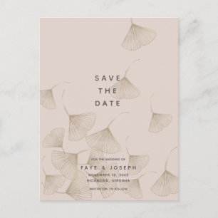 Postal De Anuncios Bronze Ginkgo deja beige rosado Salven fecha