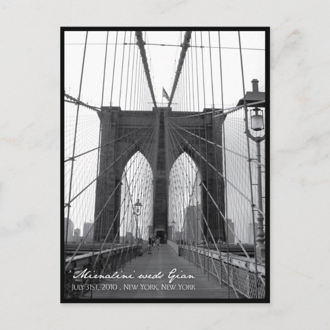 Postal De Anuncios Brooklyn Bridge Save the Date (Anverso)