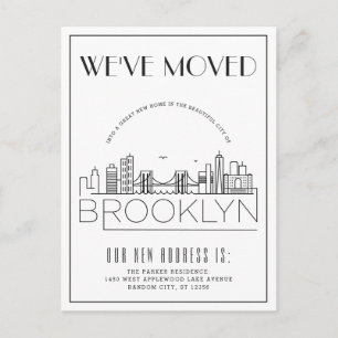 Postal De Anuncios Brooklyn Skyline Modern Deco   Cambio de Dirección