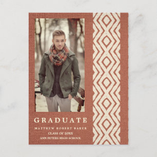Postal De Anuncios Brown Boho Tribal Textile Texture Photo Graduation