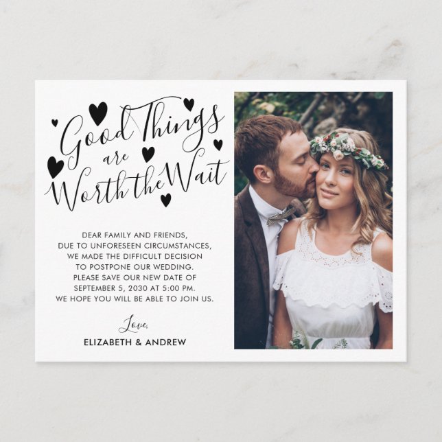 Postal De Anuncios Buenas Cosas que Valen la Pena Cambian la Fecha Fo (Anverso)