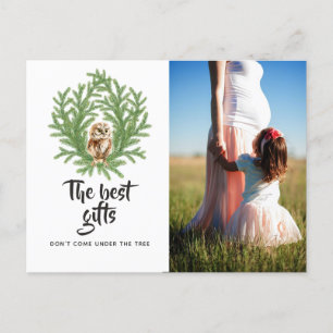 Postal De Anuncios Búho de acuarela Navidad bebé esperando foto