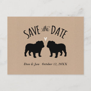 Postal De Anuncios Bulldog Silhouettes Wedding Save the Date