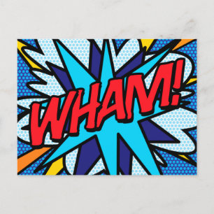 POSTAL DE ANUNCIOS BURBUJA DE MENSAJE DIVERTIDA RETRO WHAM TU MENSAJE