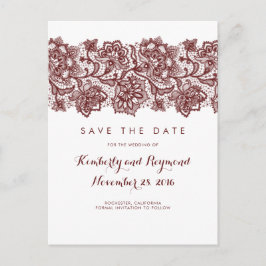 Postal De Anuncios Burgundy Lace salva la fecha