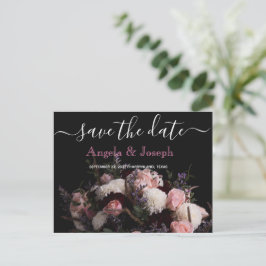 Postal De Anuncios Burgundy vintage oscuro Floral Save the Date