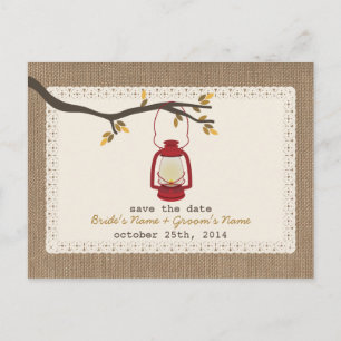 Postal De Anuncios Burlap Inspiró A Lantern Fall Wedding Save The Dat