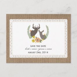 Postal De Anuncios Burlap + Lace Inspire Call Deer Guardar La Fecha