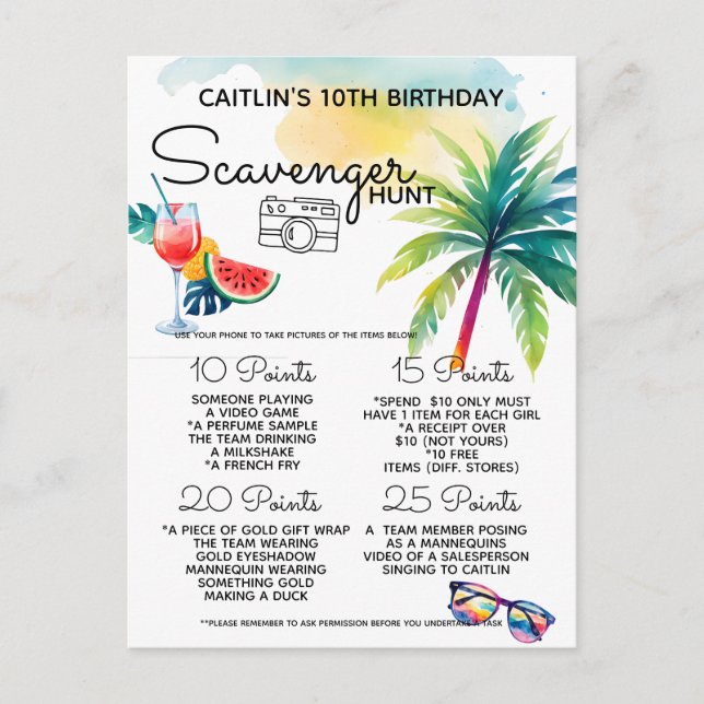 Postal De Anuncios Busqueda del tesoro en la playa (Anverso)