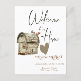 Postal De Anuncios Buzón antiguo, corazón nueva dirección