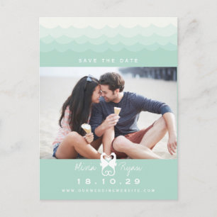 Postal De Anuncios Caballitos de Mar Besándose Corazones de Amor en l